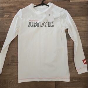 Nike White 'Just Do It' Long Sleeve Tee